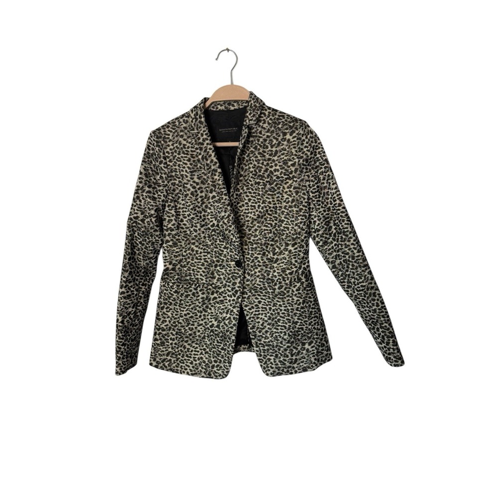 Banana Republic Metallic Cheetah Print Blazer Size 0‎ new